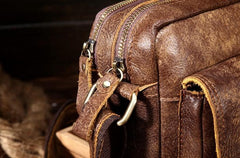 Vintage Leather Small Messenger Bag Shoulder Bag For Men