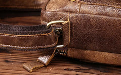 Vintage Leather Small Messenger Bag Shoulder Bag For Men
