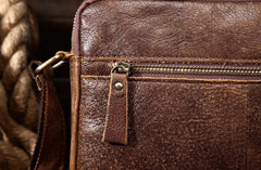 Vintage Leather Small Messenger Bag Shoulder Bag For Men