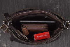 Vintage Leather Small Messenger Bag Shoulder Bag For Men