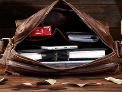 Vintage Leather Small Messenger Bag Shoulder Bag For Men