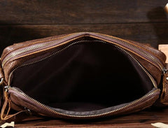 Vintage Leather Small Messenger Bag Shoulder Bag For Men