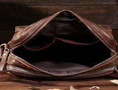 Vintage Leather Small Messenger Bag Shoulder Bag For Men