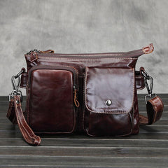 Leather Mens Coffee Cool Small Messenger Bag Vintage Shoulder Bags For Men