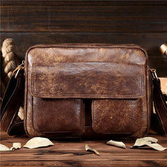 Vintage Leather Small Messenger Bag Shoulder Bag For Men