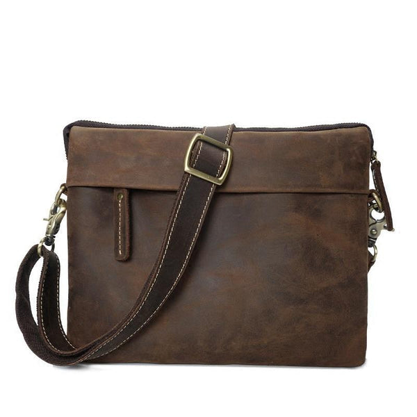 Leather Mens Brown Cool Small Messenger Bag Vintage Shoulder Bags For Men - imessengerbags