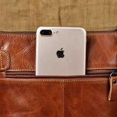 Cool Leather Mens Small Brown Messenger Bag Vintage Shoulder Bags For Men