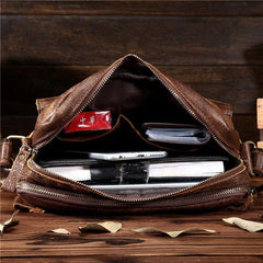 Vintage Leather Small Messenger Bag Shoulder Bag For Men