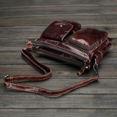 Leather Mens Coffee Cool Small Messenger Bag Vintage Shoulder Bags For Men