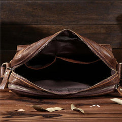 Vintage Leather Small Messenger Bag Shoulder Bag For Men