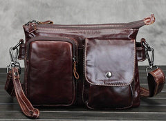 Leather Mens Coffee Cool Small Messenger Bag Vintage Shoulder Bags For Men