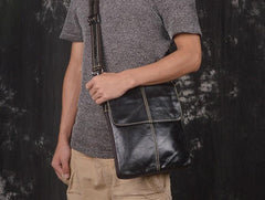 Vintage Leather Small Messenger Bag Shoulder Bag For Men