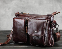 Leather Mens Coffee Cool Small Messenger Bag Vintage Shoulder Bags For Men