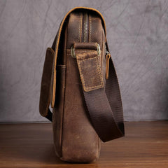 Leather Mens Brown Cool Messenger Bag Vintage Shoulder Bags For Men - imessengerbags