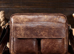Vintage Leather Small Messenger Bag Shoulder Bag For Men