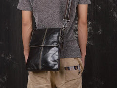 Vintage Leather Small Messenger Bag Shoulder Bag For Men