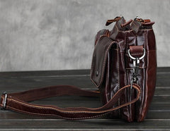 Leather Mens Coffee Cool Small Messenger Bag Vintage Shoulder Bags For Men