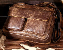 Vintage Leather Small Messenger Bag Shoulder Bag For Men