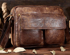 Vintage Leather Small Messenger Bag Shoulder Bag For Men