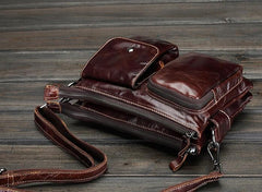 Leather Mens Coffee Cool Small Messenger Bag Vintage Shoulder Bags For Men