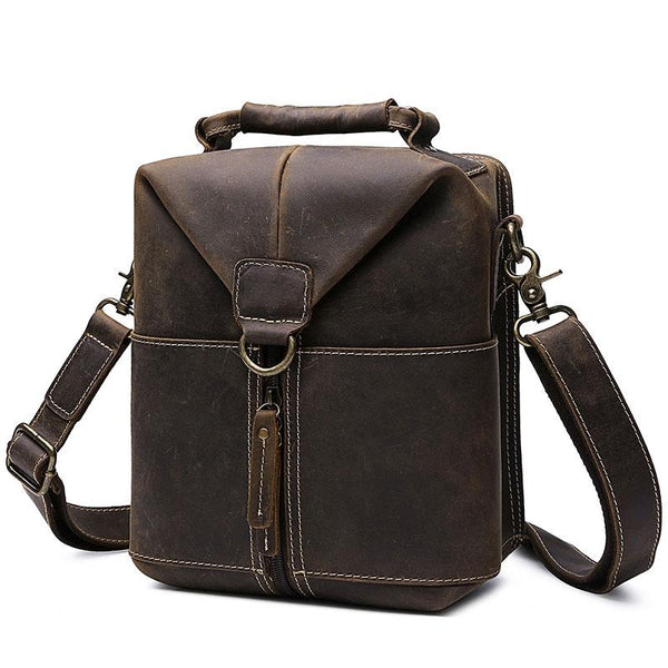 Vintage Leather Small Messenger Bag for men Shoulder Bag for men