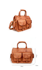Vintage Light Brown Mens Leather Briefcase Work Handbag Brown 13'' Computer Briefcase For Men - imessengerbags