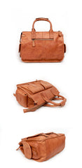 Vintage Light Brown Mens Leather Briefcase Work Handbag Brown 13'' Computer Briefcase For Men - imessengerbags
