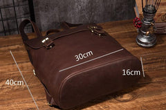 Vintage Mens Coffee Leather Backpack Travel Backpack Leather Hiking Backpack for Men - imessengerbags