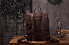 Vintage Mens Coffee Leather Backpack Travel Backpack Leather Hiking Backpack for Men - imessengerbags