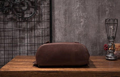 Vintage Mens Coffee Leather Backpack Travel Backpack Leather Hiking Backpack for Men - imessengerbags