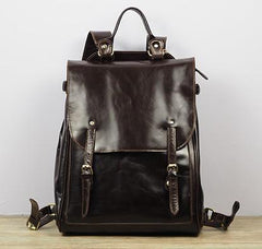 Vintage Mens Leather 15inch Laptop Backpack Leather School Backpack Travel Backpack for Men - imessengerbags
