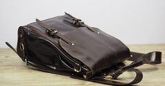 Vintage Mens Leather 15inch Laptop Backpack Leather School Backpack Travel Backpack for Men - imessengerbags