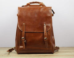 Vintage Mens Leather 15inch Laptop Backpack Leather School Backpack Travel Backpack for Men - imessengerbags
