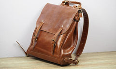 Vintage Mens Leather 15inch Laptop Backpack Leather School Backpack Travel Backpack for Men - imessengerbags