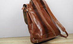 Vintage Mens Leather 15inch Laptop Backpack Leather School Backpack Travel Backpack for Men - imessengerbags
