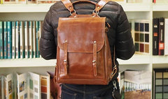 Vintage Mens Leather 15inch Laptop Backpack Leather School Backpack Travel Backpack for Men - imessengerbags