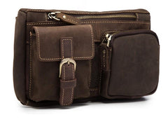 Vintage Mens Leather Biker Fanny Pack Waist Bags Fanny Bag For Men