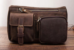 Vintage Mens Leather Biker Fanny Pack Waist Bags Fanny Bag For Men