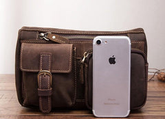 Vintage Mens Leather Biker Fanny Pack Waist Bags Fanny Bag For Men