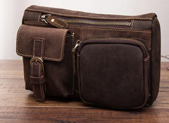 Vintage Mens Leather Biker Fanny Pack Waist Bags Fanny Bag For Men