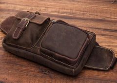 Vintage Mens Leather Biker Fanny Pack Waist Bags Fanny Bag For Men
