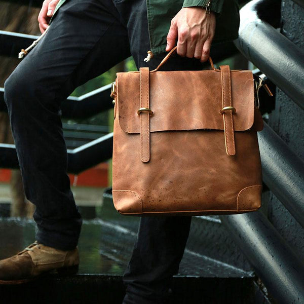 Vintage Mens Leather Briefcase Handbag Shoulder Bag Backpack for men - imessengerbags
