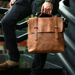 Vintage Mens Leather Briefcase Handbag Shoulder Bag Backpack for men