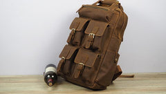 Vintage Mens Leather Large Laptop Backpack Travel Backpack Leather School Backpacks for Men