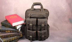 Vintage Mens Leather Large Laptop Backpack Travel Backpack Leather School Backpacks for Men