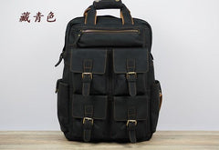 Vintage Mens Leather Large Laptop Backpack Travel Backpack Leather School Backpacks for Men