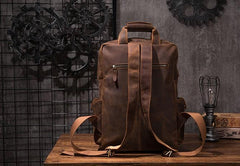 Vintage Mens Leather Large Laptop Backpack Travel Backpack Leather School Backpacks for Men