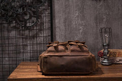 Vintage Mens Leather Large Laptop Backpack Travel Backpack Leather School Backpacks for Men
