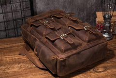 Vintage Mens Leather Large Laptop Backpack Travel Backpack Leather School Backpacks for Men