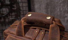 Vintage Mens Leather Large Laptop Backpack Travel Backpack Leather School Backpacks for Men
